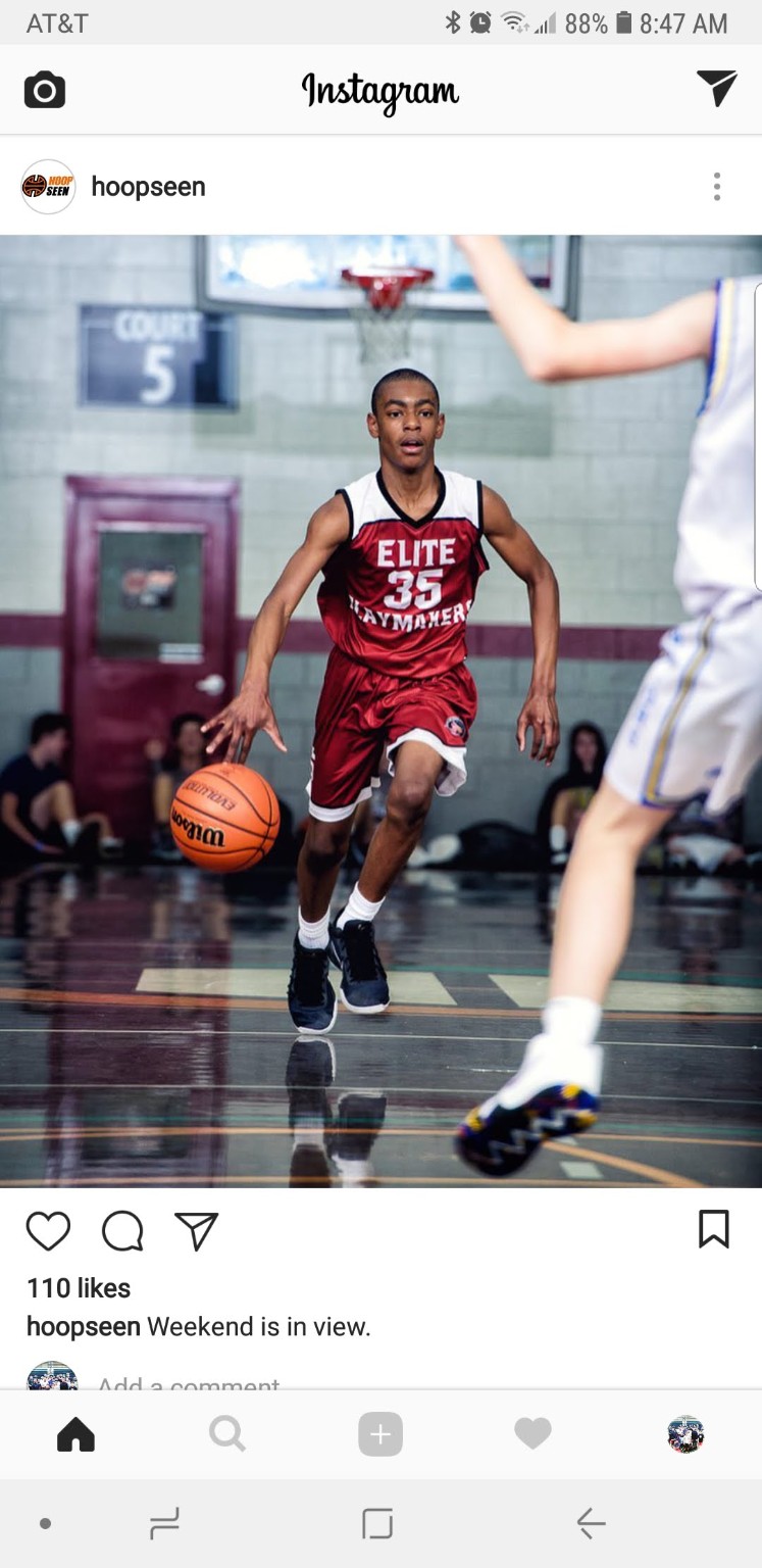 Elite Playmakers 2018 player driving the ball in tournament action