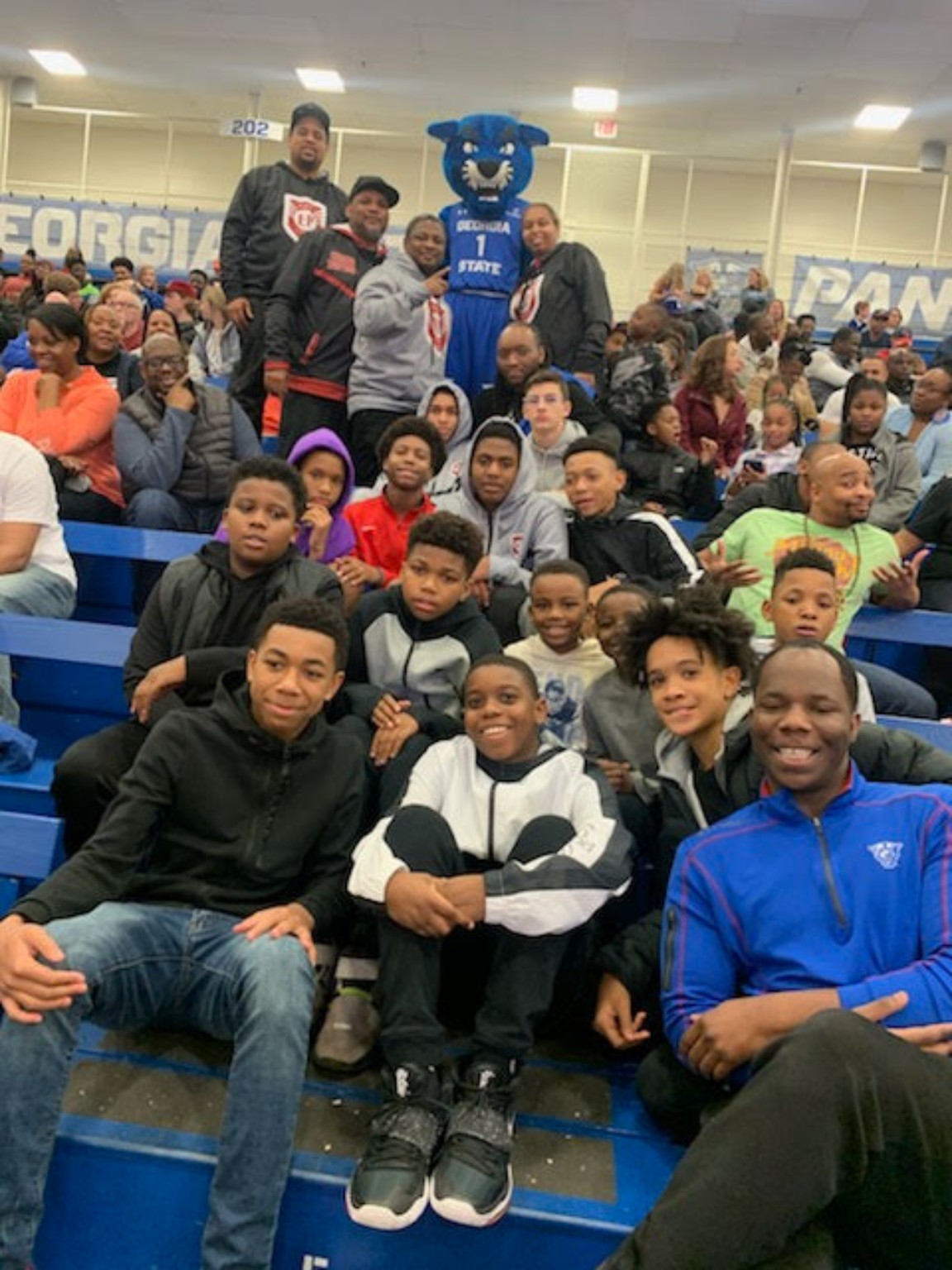 Elite Playmakers 2020 group photo in the Georgia State bleachers