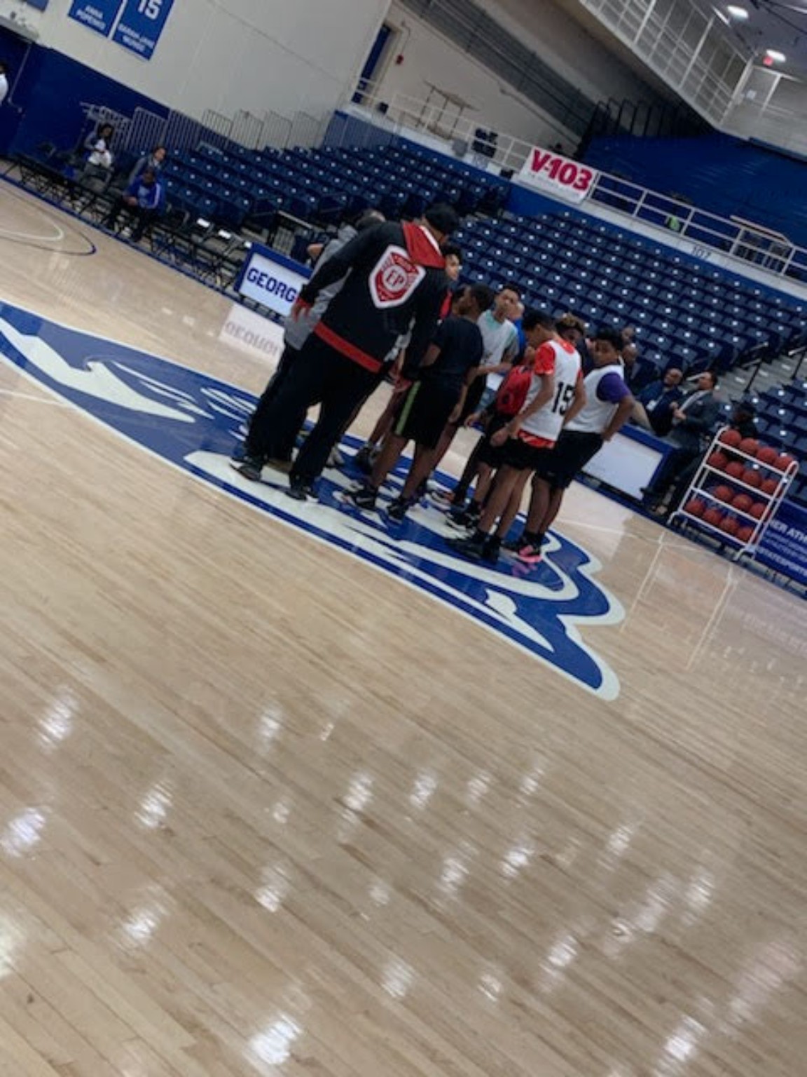 Elite Playmakers 2020 team meeting on the Georgia State court